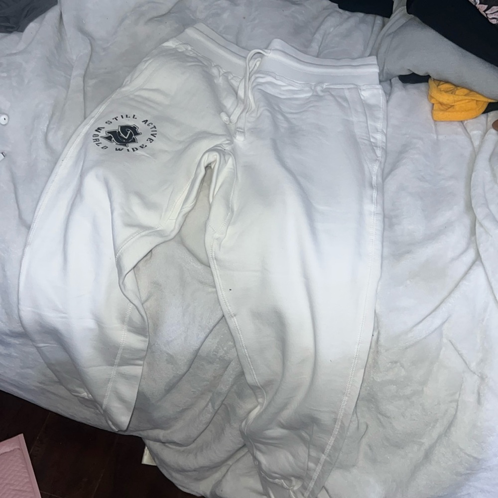 unisex All white sweat pants size small